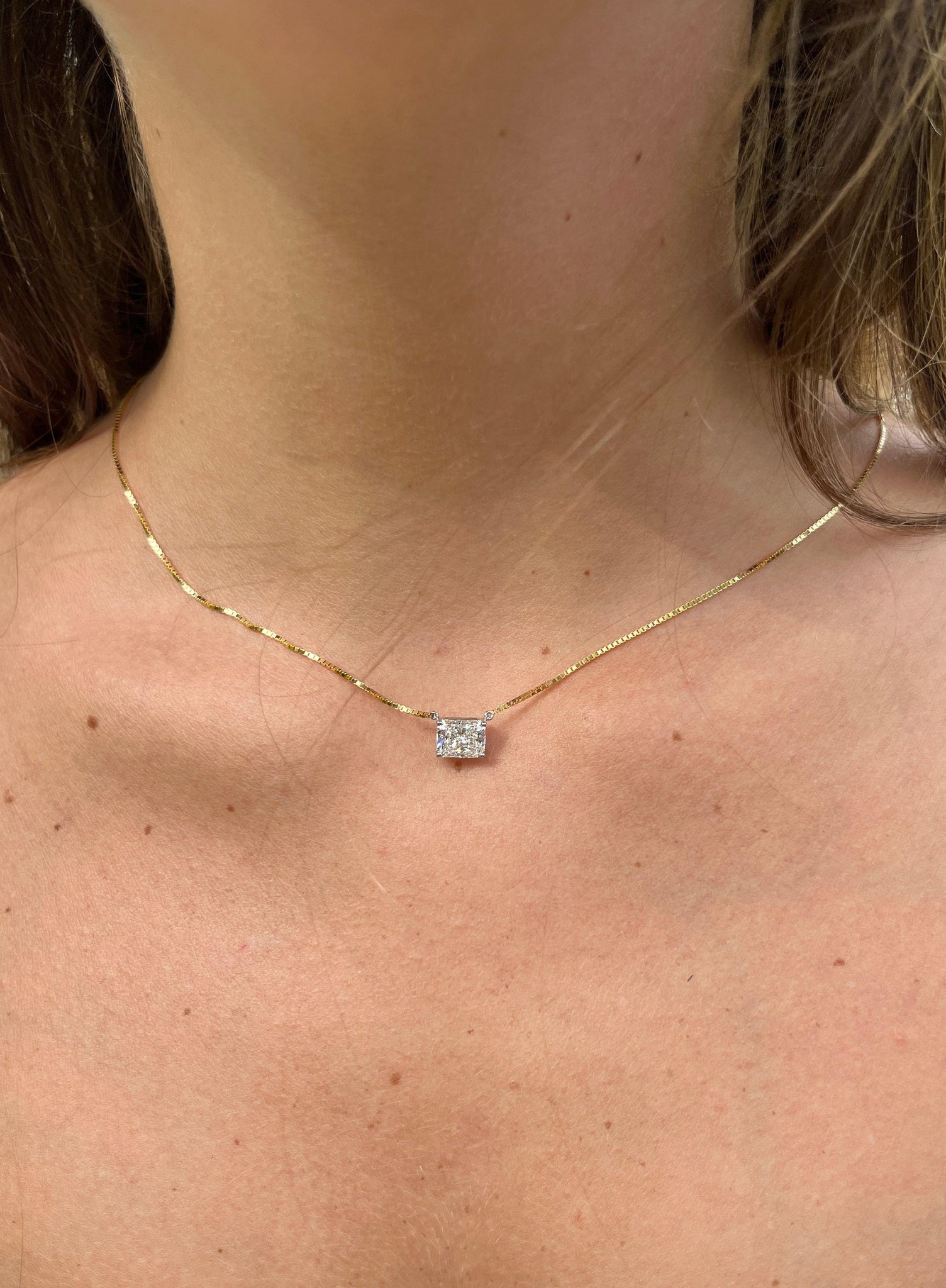 Lab Grown Diamond Solitaire Necklaces Made with 18K Recycled white Gold